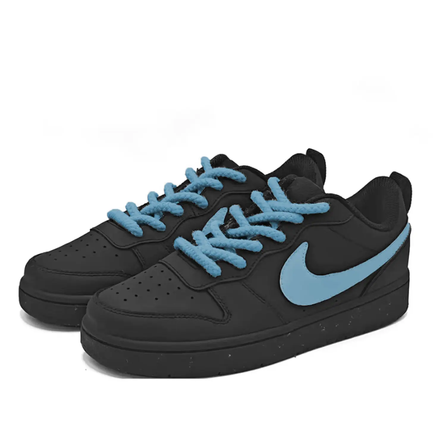 Nike Court Borough противоскользящие и износостойкие легкие амортизирующие низкие детские скейтбординг кроссовки Blue для подростков — фото 4