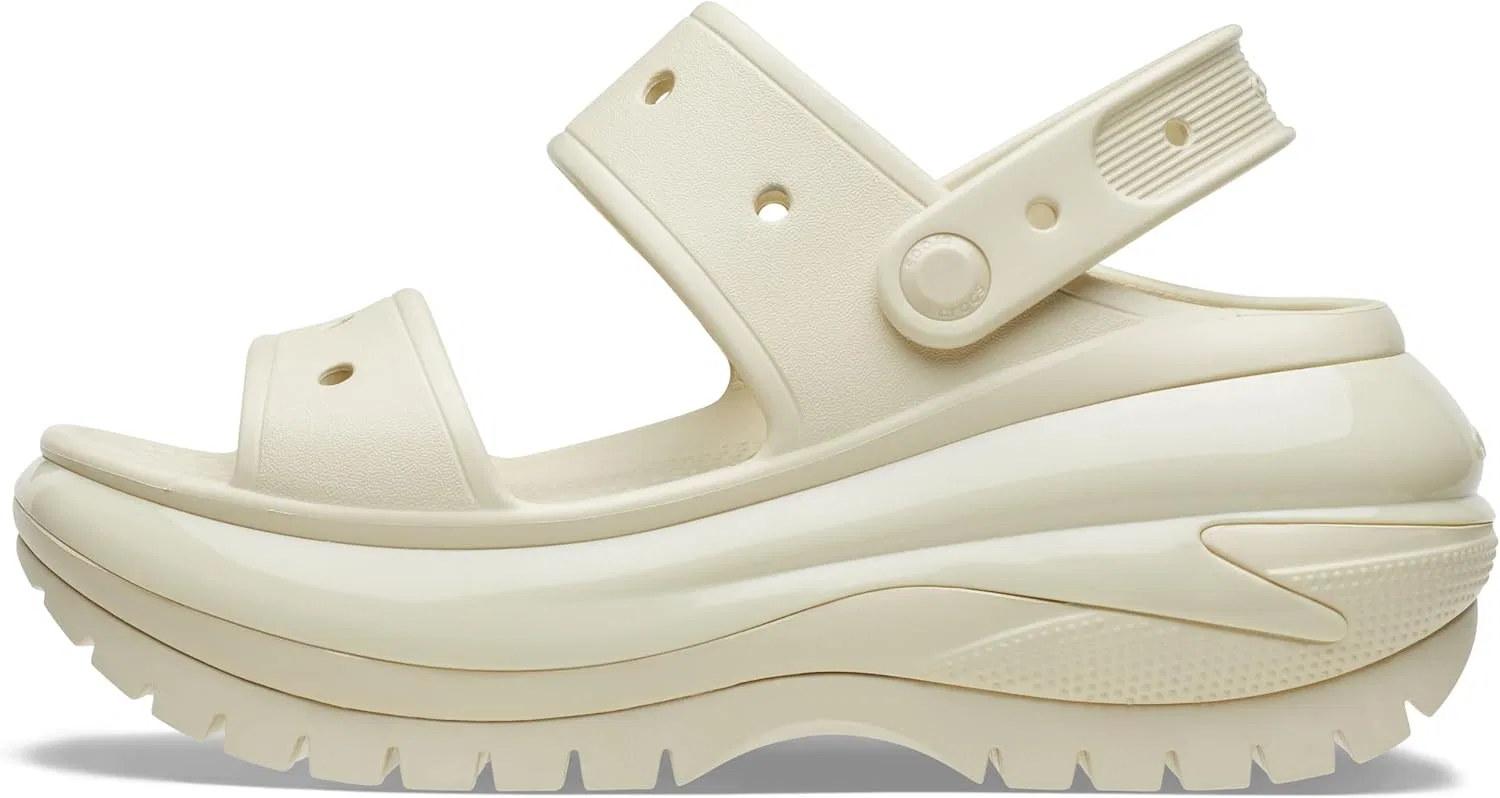 Сандалии Crocs унисекс Mega Crush с тремя ремешками на платформе, Bone