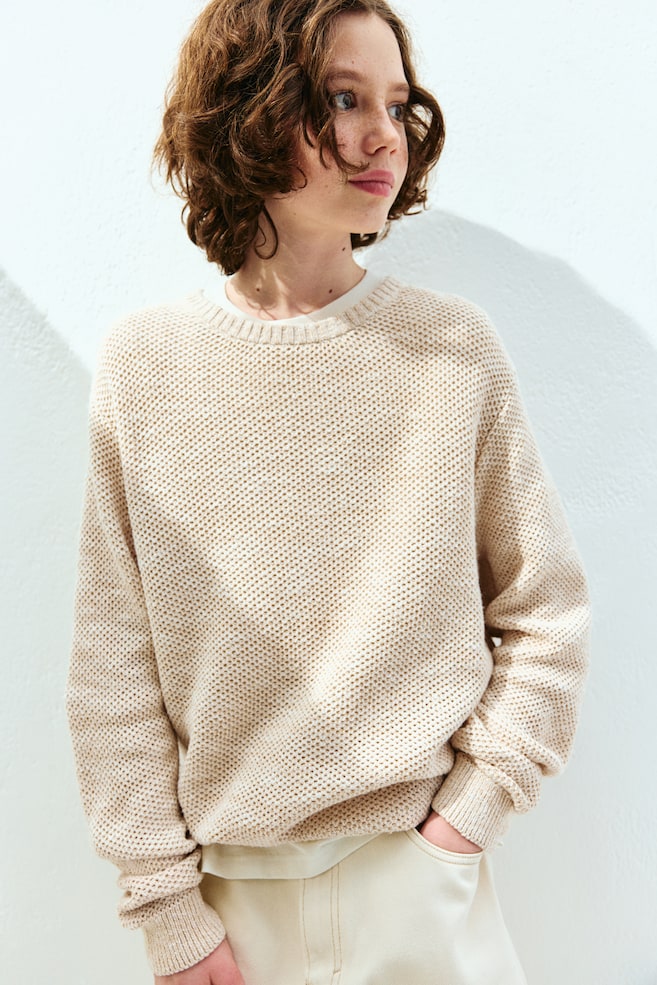 

Свитер структурной вязки H&M, бежевый