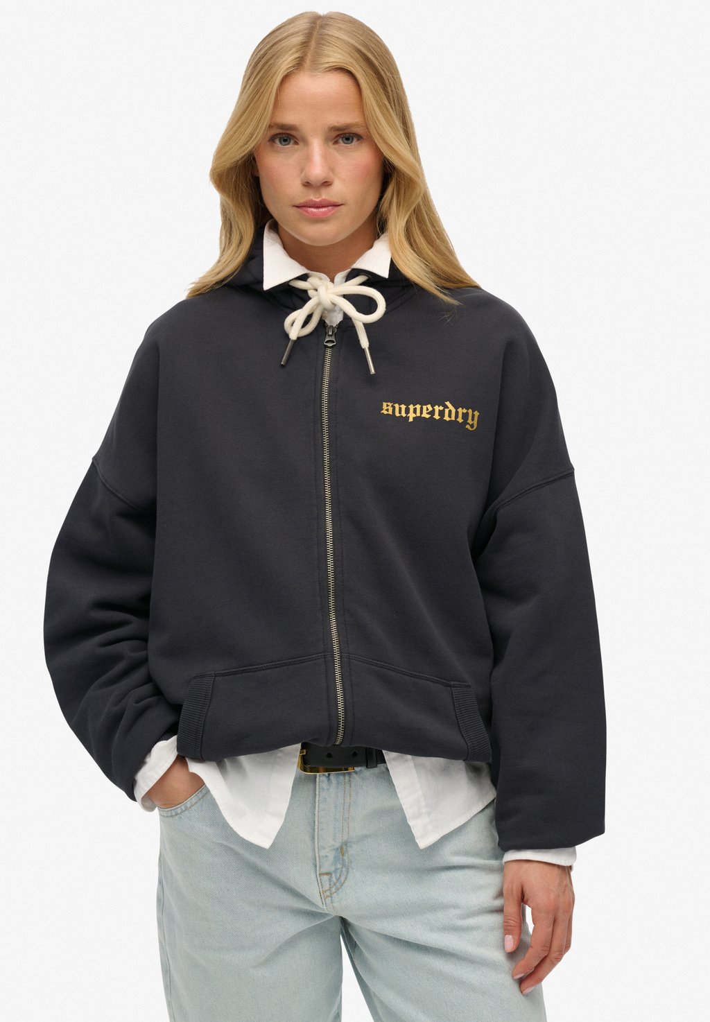 

Толстовка на молнии Superdry, темно-серый