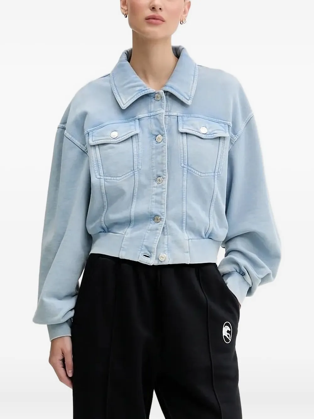 

Укороченная джинсовая куртка на пуговицах MOSCHINO JEANS, синий