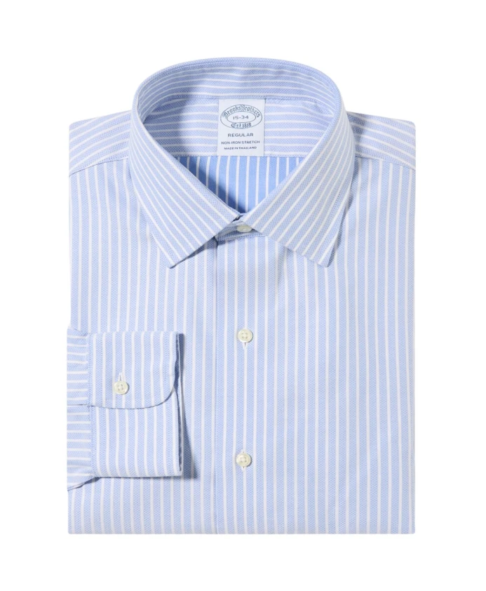 

Рубашка из полосатого хлопка Supima прямого кроя с воротником Ainsley, не требующая глажки. Brooks Brothers, синий