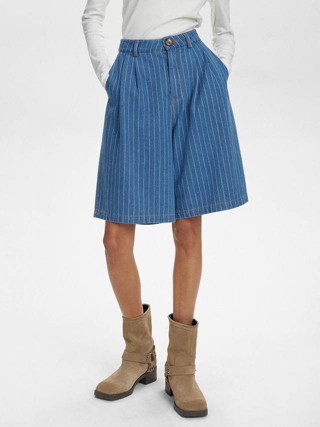 

Джинсовые шорты Lucie в полоску Numph, Blue/White