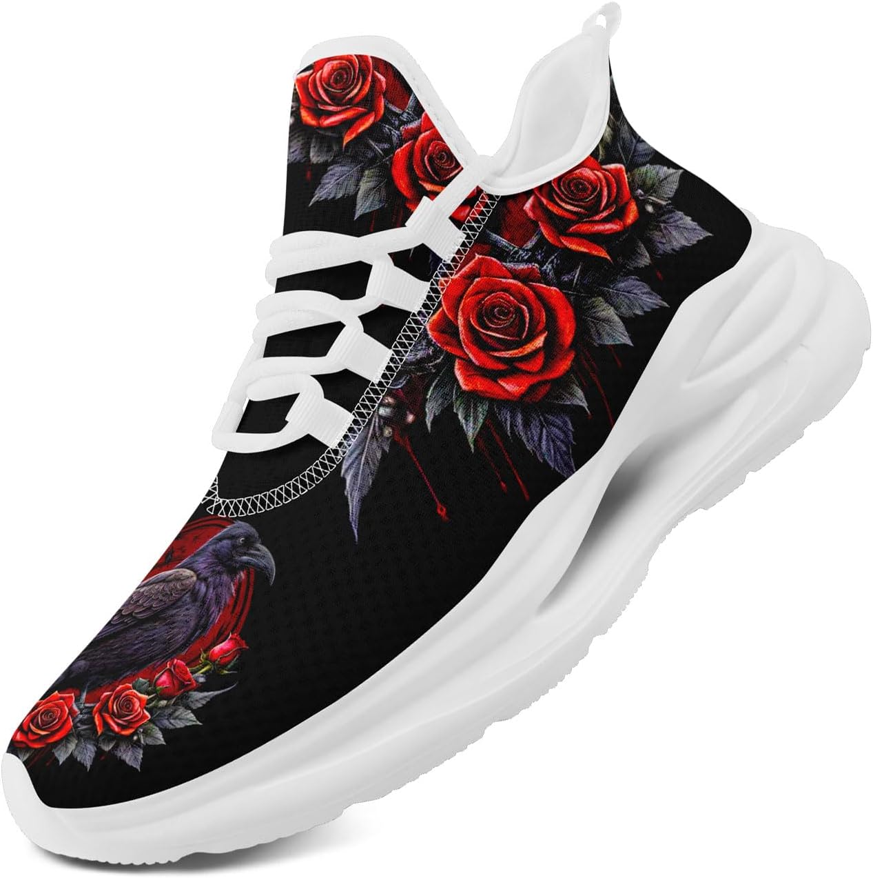 

Мужские легкие беговые кроссовки, удобные, в готическом стиле с черепом, повседневные спортивные кроссовки для тренажерного зала, ходьбы, тенниса, для женщин Coolcustomize, белый