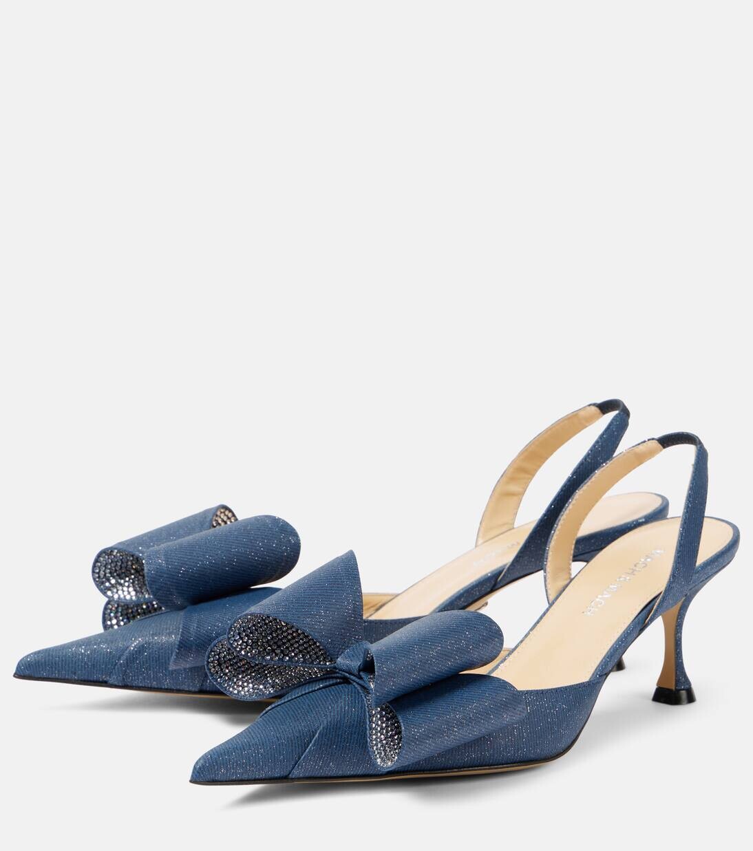 Туфли-лодочки Le Cadeau 65 из денима с открытой пяткой Mach & Mach, цвет denim — фото 4