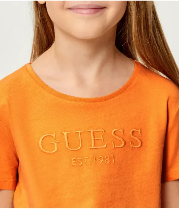 Футболка cropped fit Guess, оранжевый — фото 4