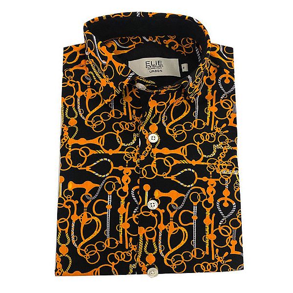 

Мальчиковая рубашка slim fit с геометрическим принтом Elie Balleh