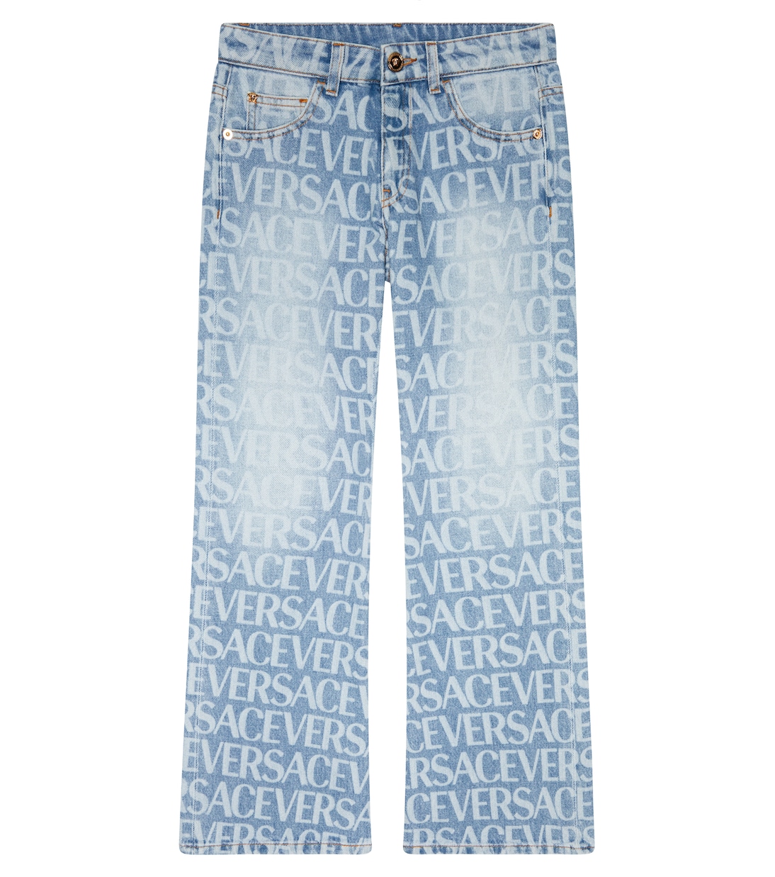 

Расклешенные джинсы с логотипом Versace Kids, Blu Chiaro