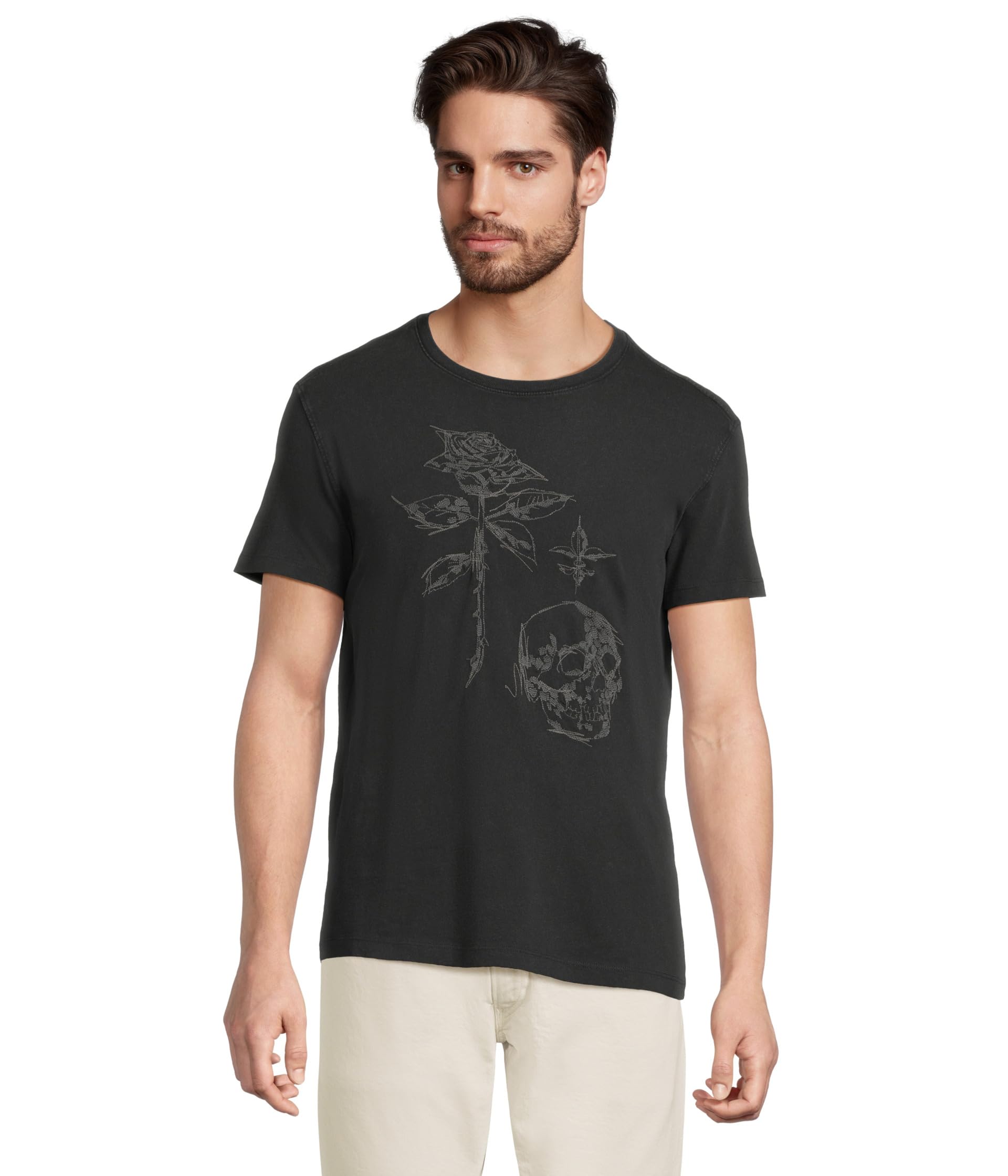 

Футболка John Varvatos Rose + Skull Tee KG6913S25, черный