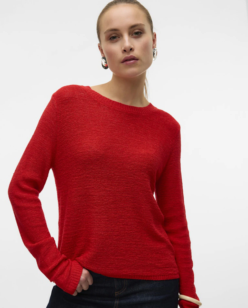 

Женский свитер тонкой вязки с длинными рукавами Vero Moda, красный