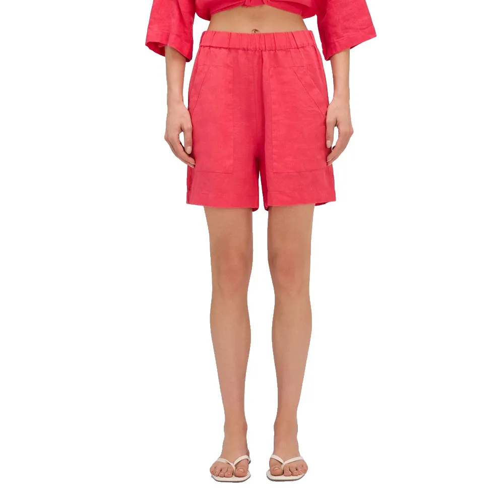 

Шорты Sundek Stretch-waist linen shorts, розовый