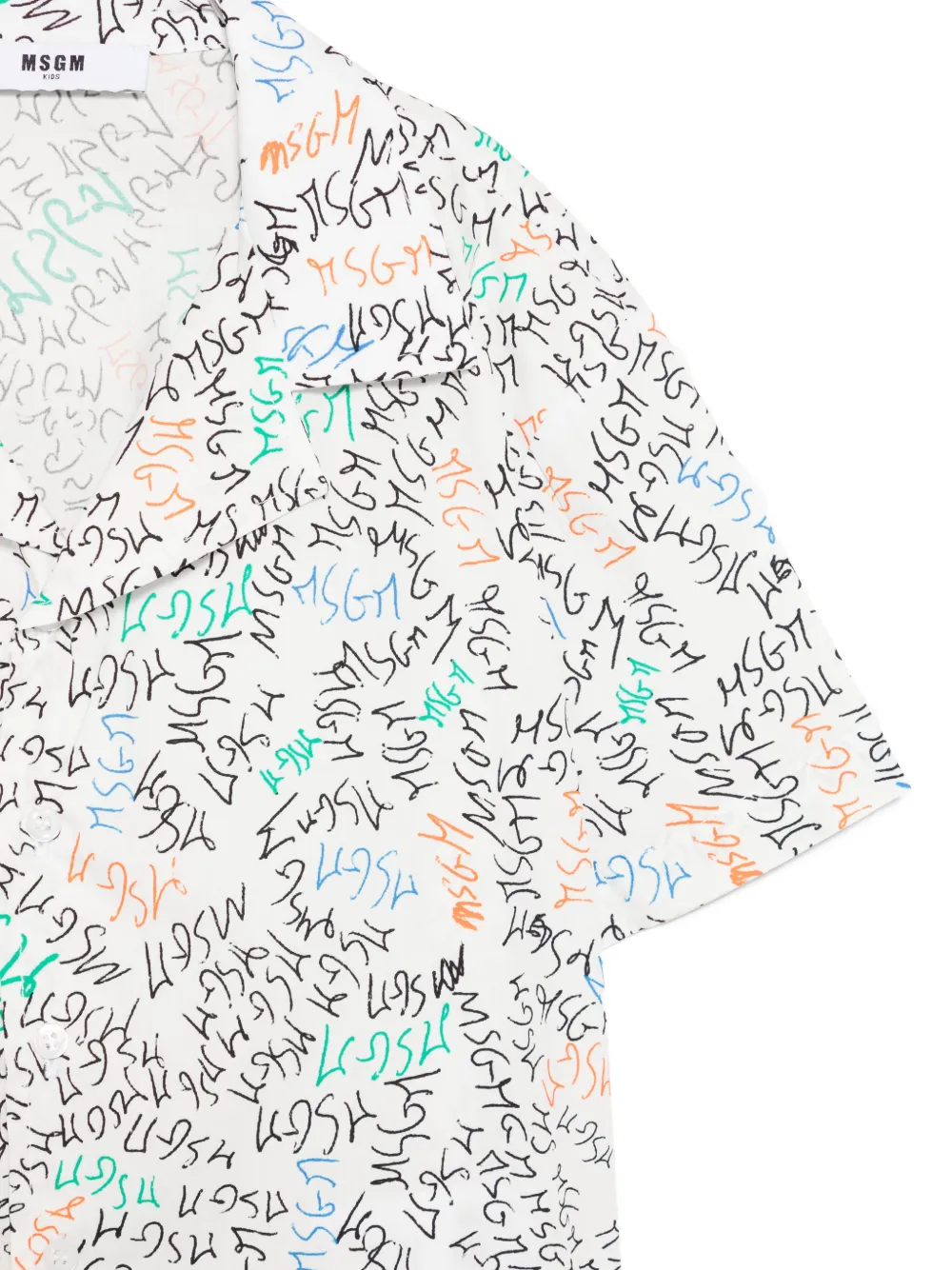 Рубашка с принтом и короткими рукавами Msgm Kids, белый — фото 3