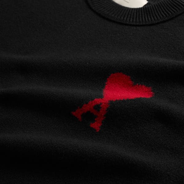 Свитер с круглым вырезом и контрастной отделкой "ami de coeur" Ami Paris, Noir/Rouge — фото 3