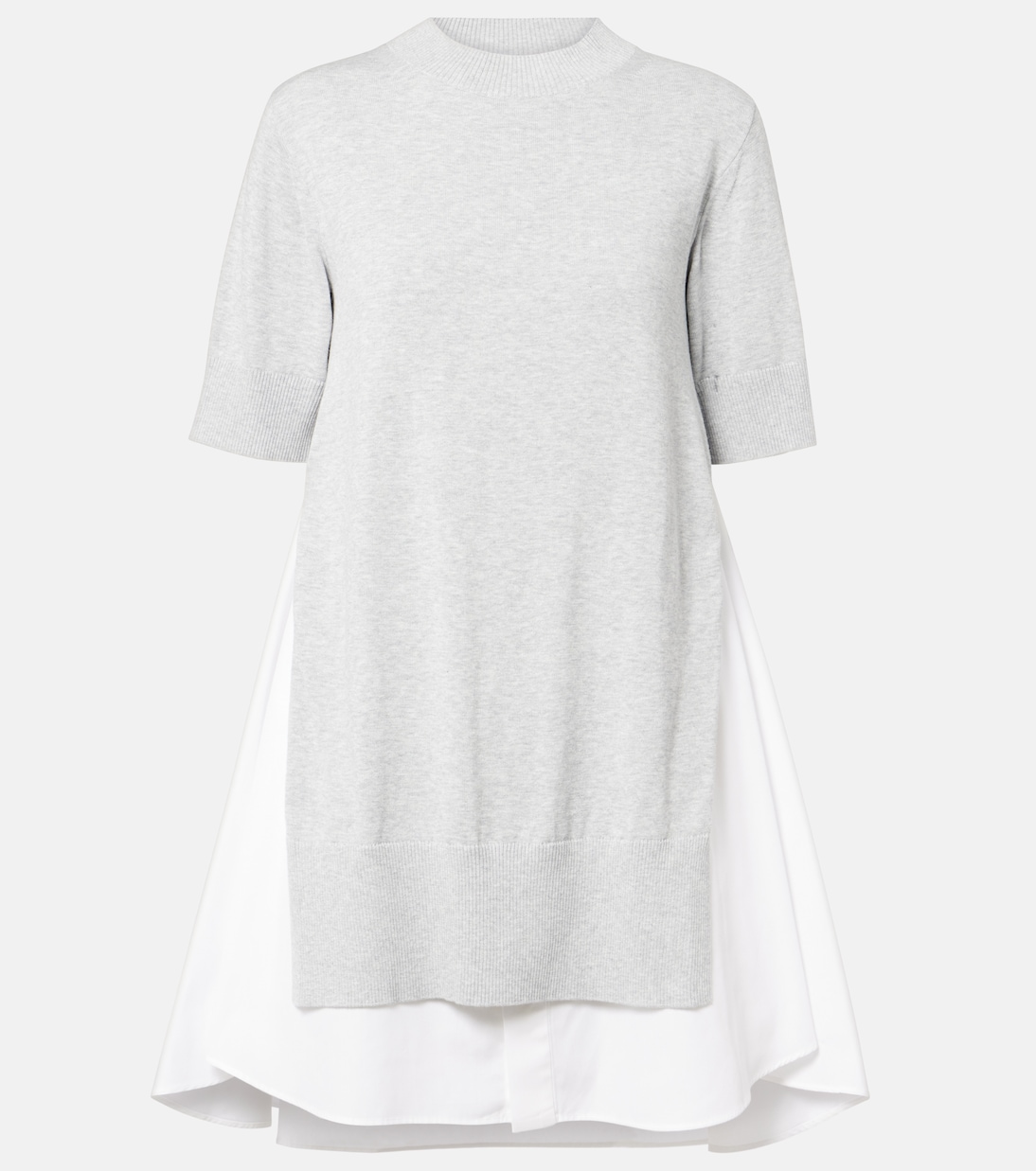

Многослойное хлопковое мини-платье Sacai, L/GrayxOff White