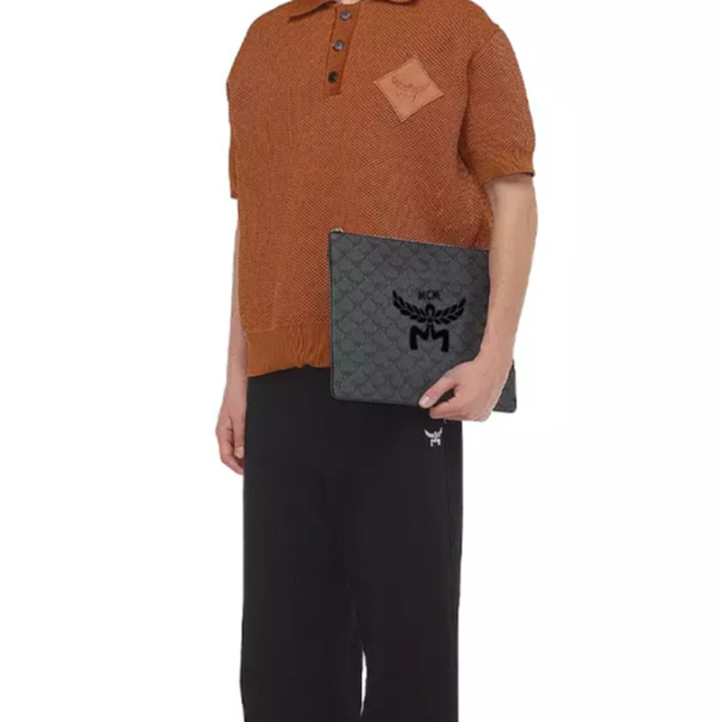 

MCM Накпа кожаный клатч большого размера унисекс темно-серый