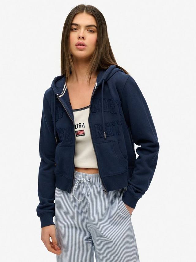 

Athletic Essentials тонированная укороченная худи с молнией Superdry, Richest Navy