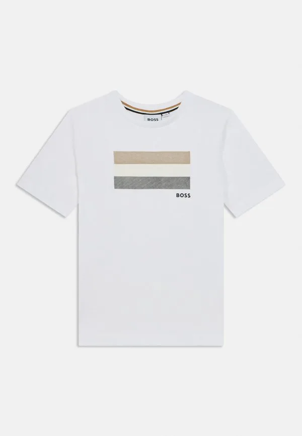 Детская и подростковая футболка с коротким рукавом и принтом Boss Kidswear, White