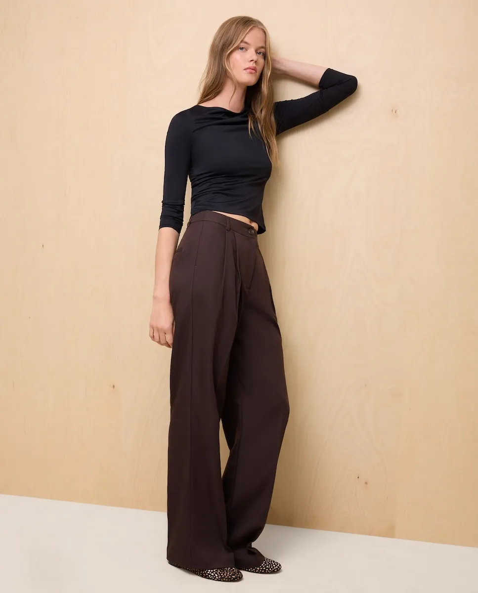 

Женские однотонные брюки Easy Wear, темно-коричневый