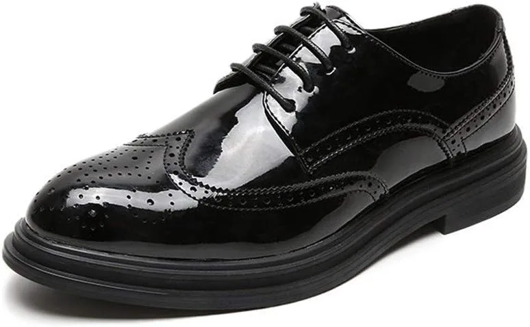 Классические мужские оксфорды на шнурке, с перфорацией, тиснением, веганской кожи, на низком каблуке, с нескользящей подошвой, для вечеринки Generic, черный