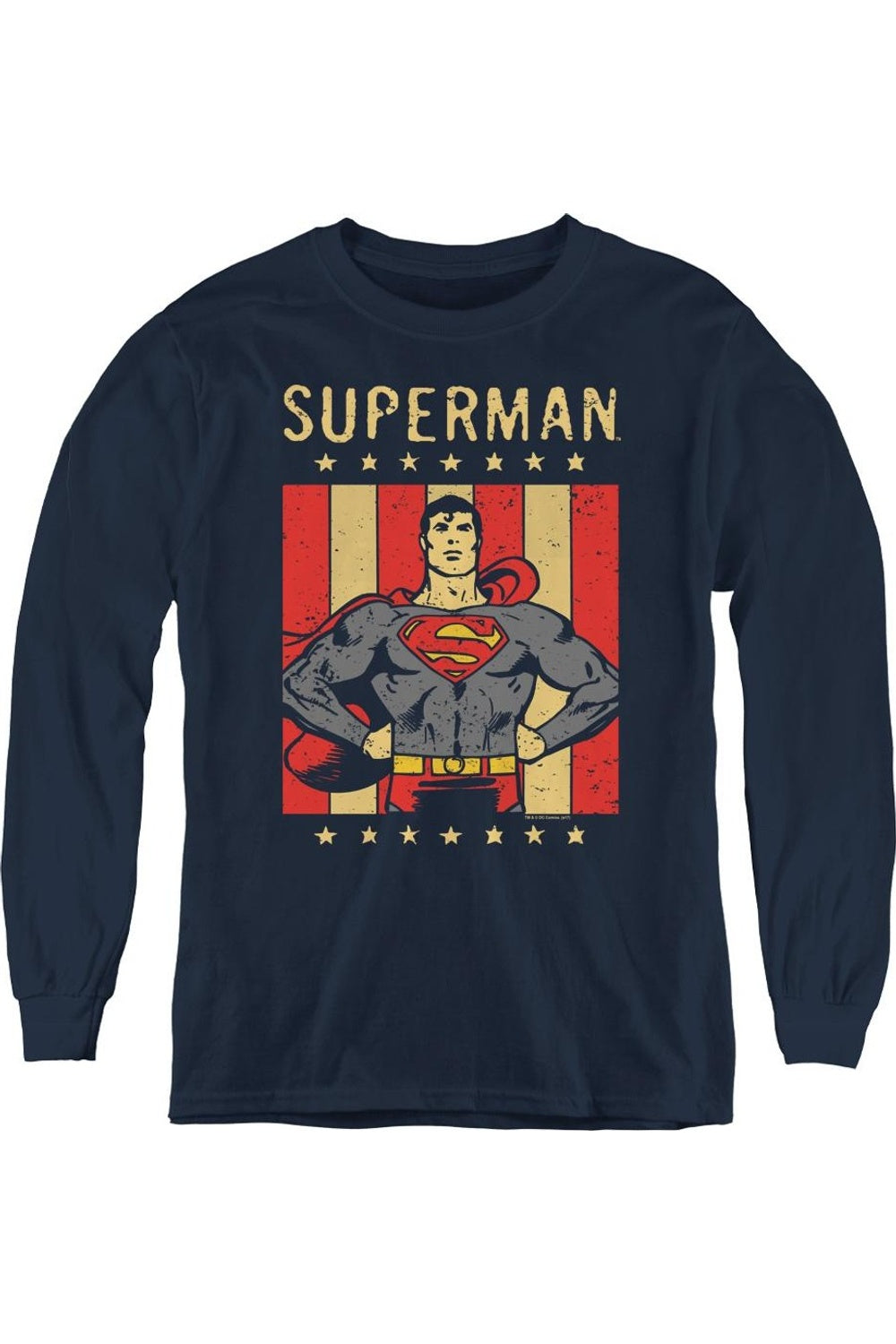 

Футболка с длинным рукавом DC Comics Retro Liberty Youth Gildan, темно-синий