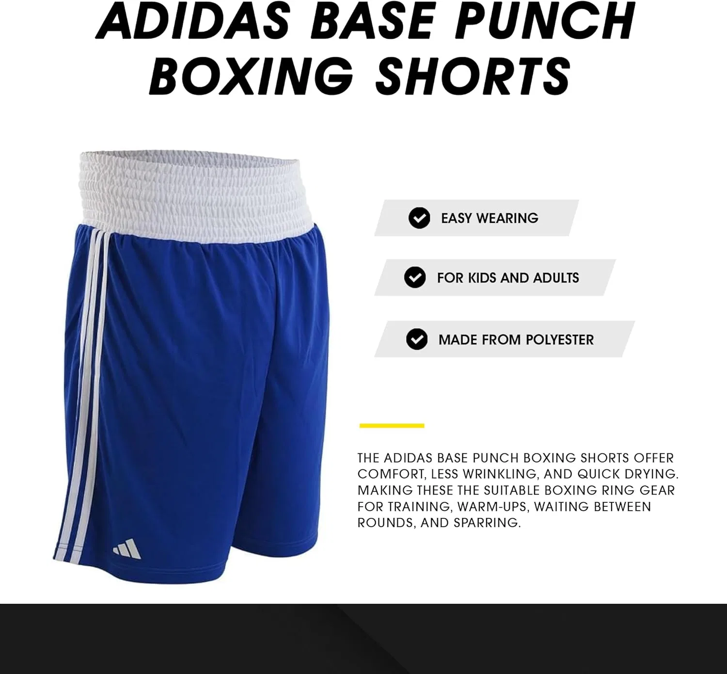 Боксерские шорты adidas – одобренные IBA для любительских соревнований – для детей, мужчин и женщин — фото 4