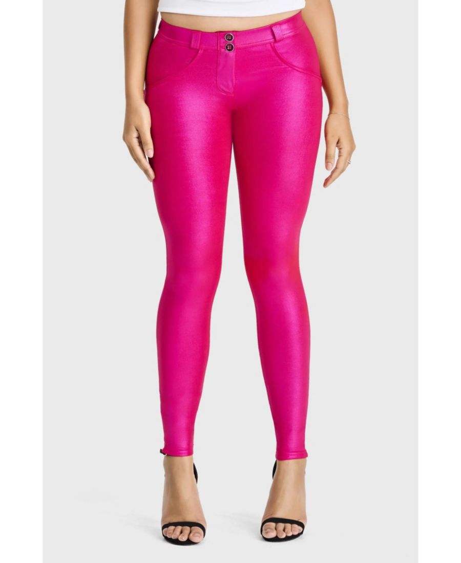 

Женские облегающие брюки-диско средней посадки с завышенной талией Freddy, Hot pink