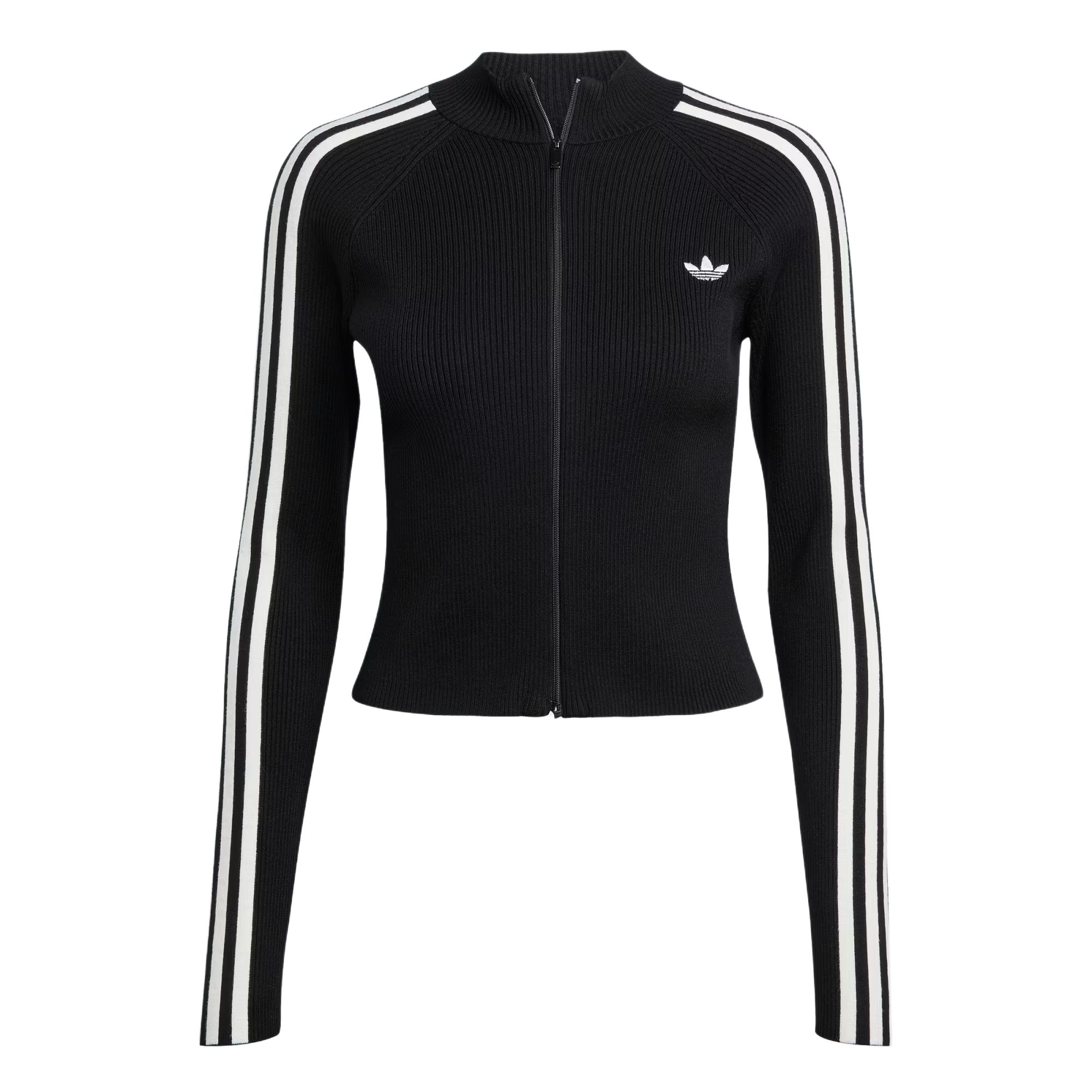 

Adidas Originals Адидас ребристый застегивающийся на молнию спортивный свитер, Black