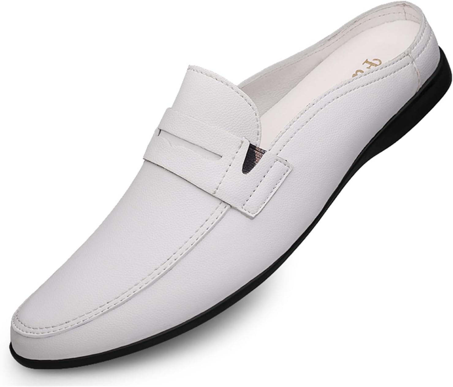 

Мужские повседневные туфли слипоны Abborora, мюли-лоферы, кожаные тапочки, вечерние босоножки без задника для мужчин, белый