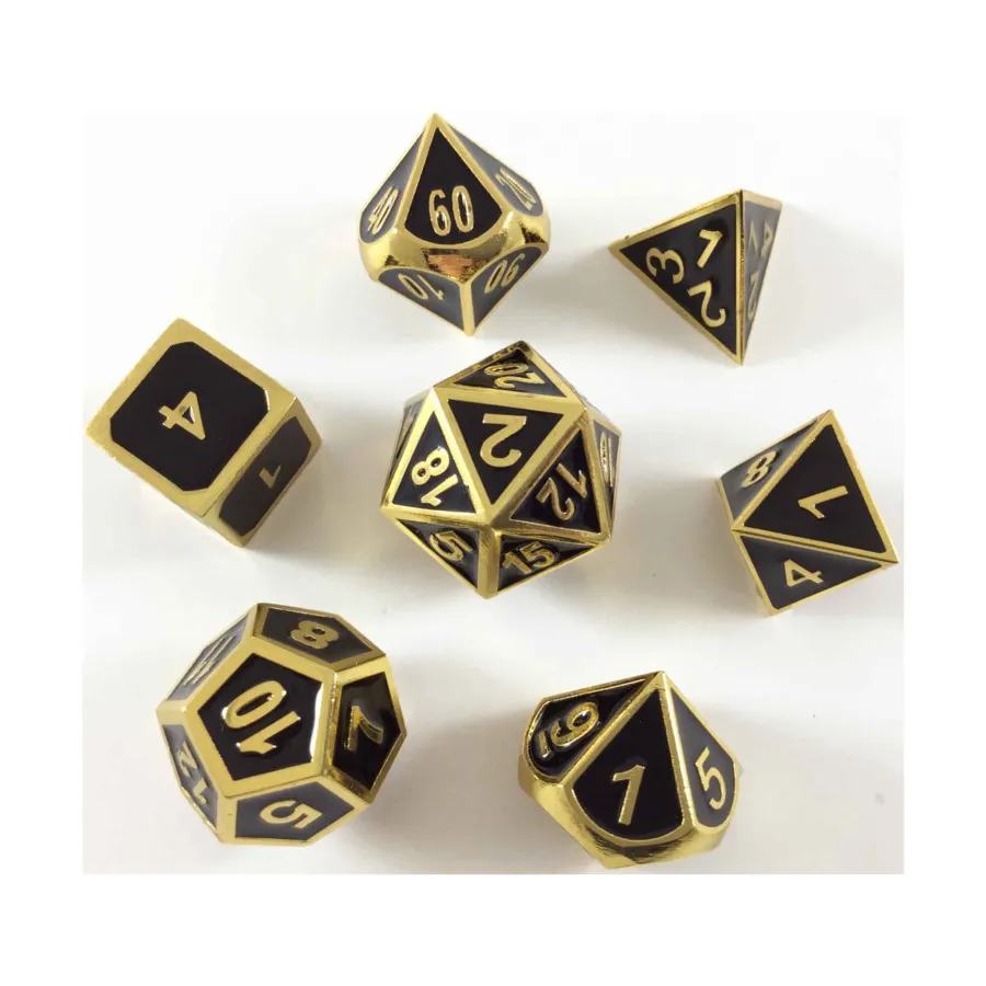 

Набор Poly — золото с черным (7), Metal Dice (16mm) (YuSun Metal Craft)