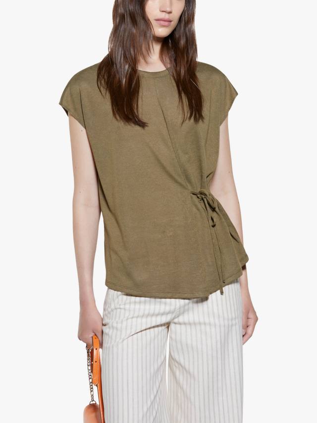 

Футболка с завязками на воротнике SISLEY, Mid Brown