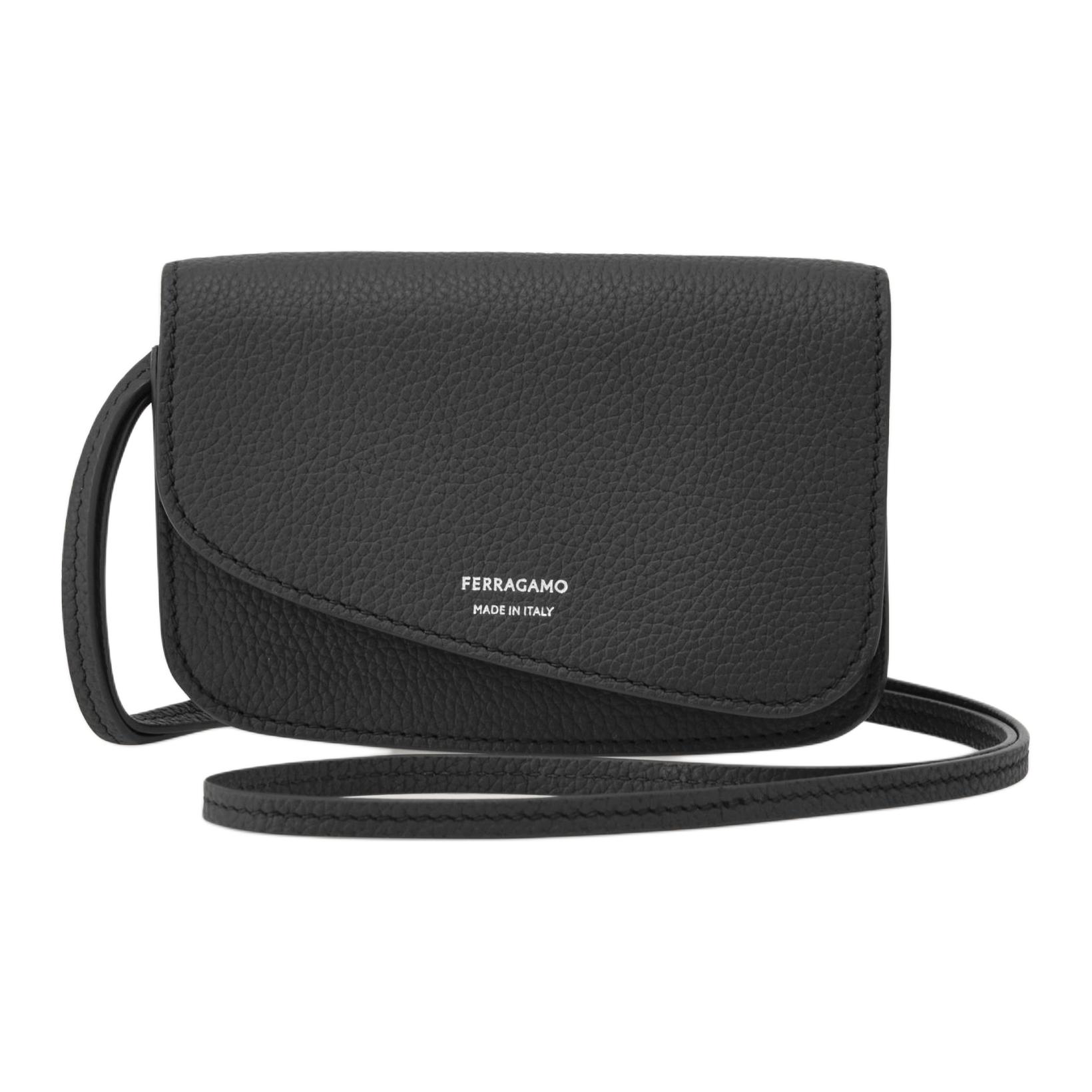 

Ferragamo Сумка через плечо из черной воловьей кожи с молотковой фактурой