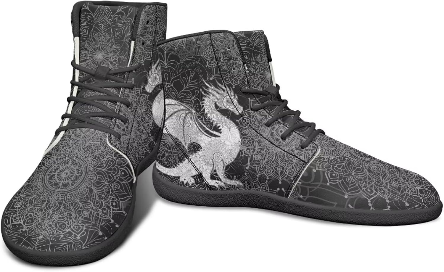 

Мужские ультрагибкие кроссовки с анималистическим принтом, высокие, на резиновой подошве, черно-белые, с мандалой, для бега Watdotory