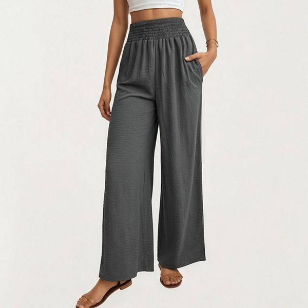 

Женские брюки с высокой талией, широкими штанинами и боковыми карманами Anna-Kaci, Gray