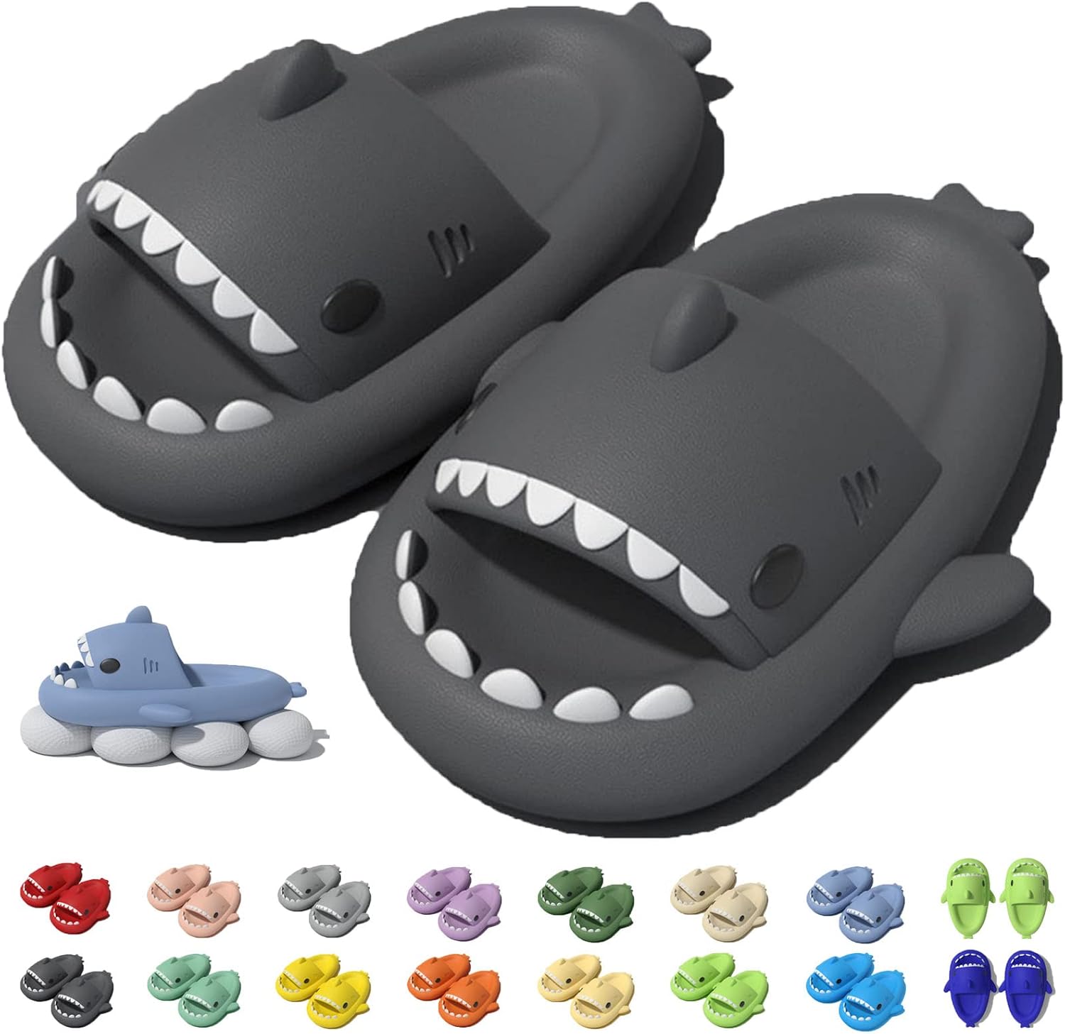 

Оригинальные шлепанцы Jfxgjuv Sharky, Нескользящие шлепанцы Shark с подушкой, сандалии для мужчин, женщин и детей, черный