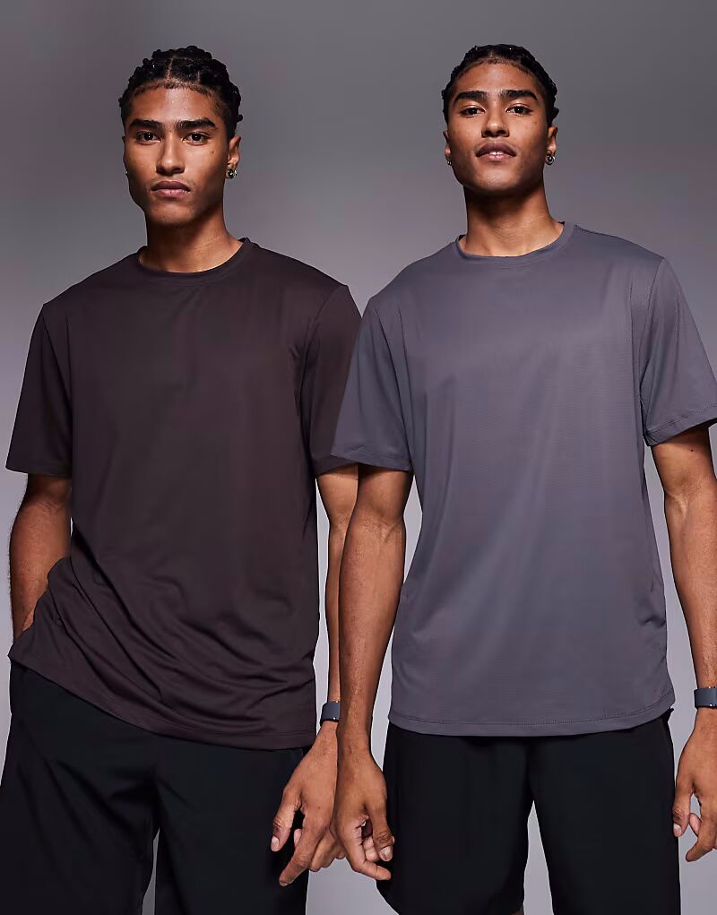 

Тренировочная футболка с быстросохнущими футболками, комплект из 2 пар, кофейного и графитового цветов 4505