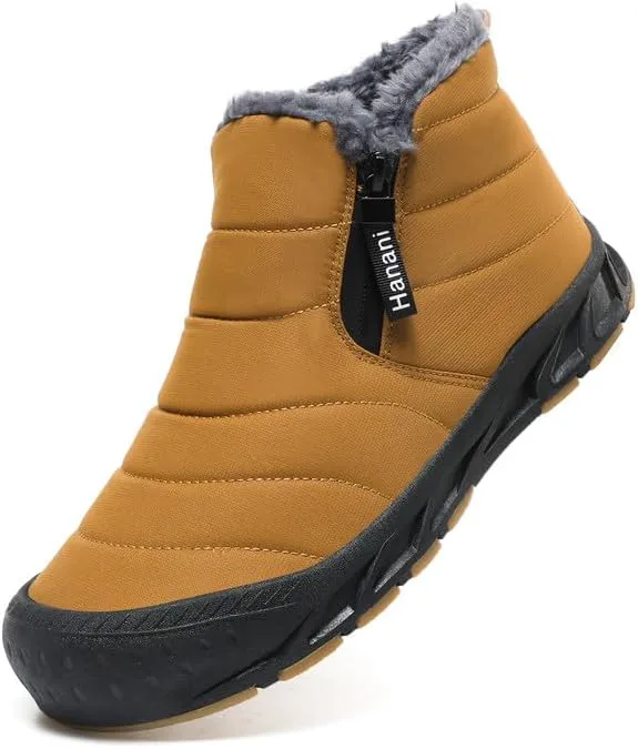 

Мужские зимние ботинки Hanani Mens Snow, водонепроницаемые, с меховой подкладкой, теплые ботинки до щиколотки, на молнии, удобные для прогулок и активного отдыха, желтый