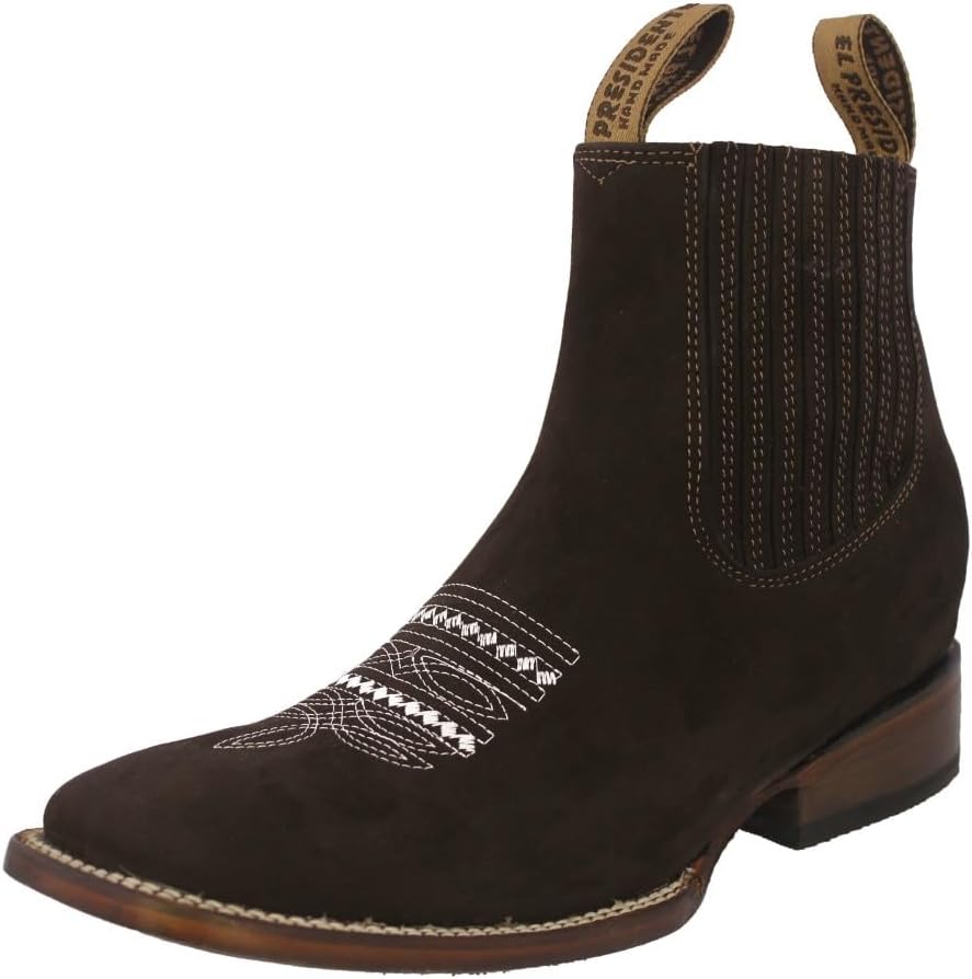 

Ботинки Chelsea El Presidente Mens Brown из нубука, повседневные, вестерн, квадратный носок