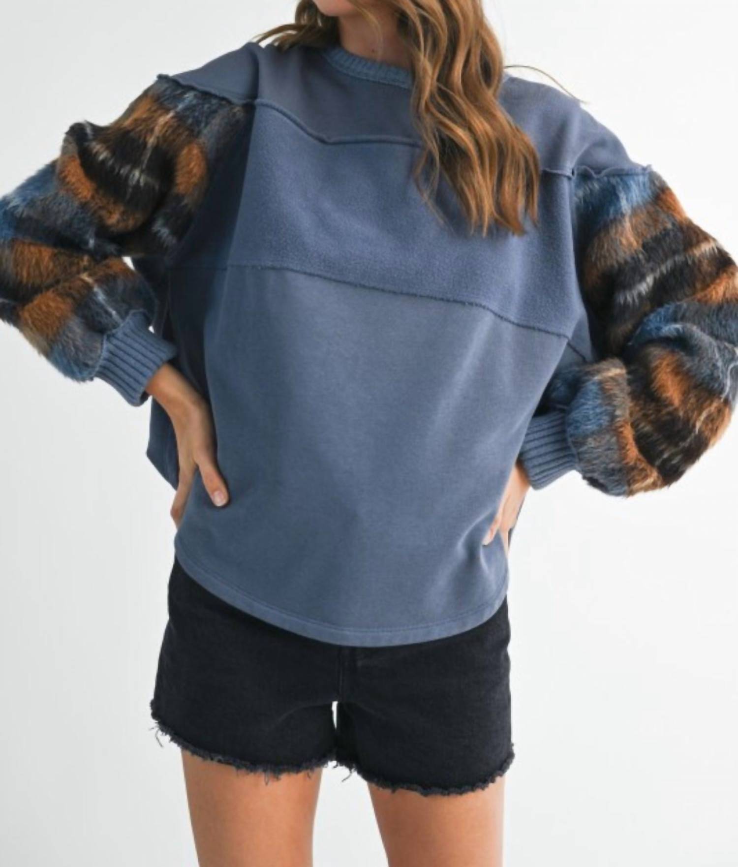 

Amie & Co Пуловер Malva в клетку, цвета: сланцево-синий, коричневый, выжженный оранжевый