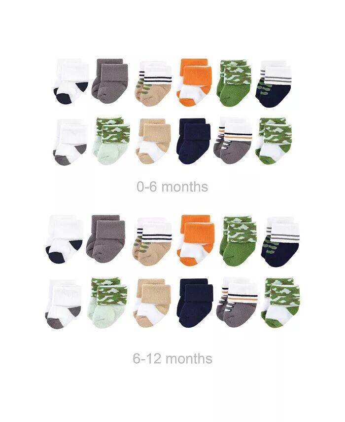 

Хлопковые махровые носки Baby Boys Grow with Me, камуфляжный цвет, 0–6 и 6–12 месяцев Luvable Friends, зеленый