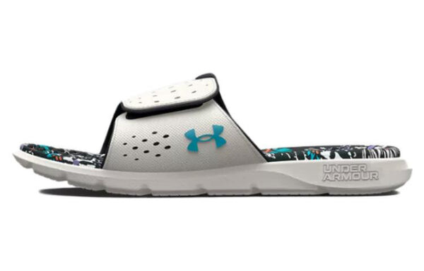 Тапочки ignite 7 graphic footbed slide 'grey mist floral' Under Armour, серый — фото 2