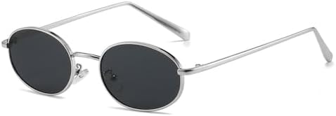 

Солнцезащитные очки в стиле ретро 2027 года, маленькая овальная металлическая оправа, для женщин, защита от ультрафиолета UV400, для мужчин, панк-очки MTZJH, Silver Gray