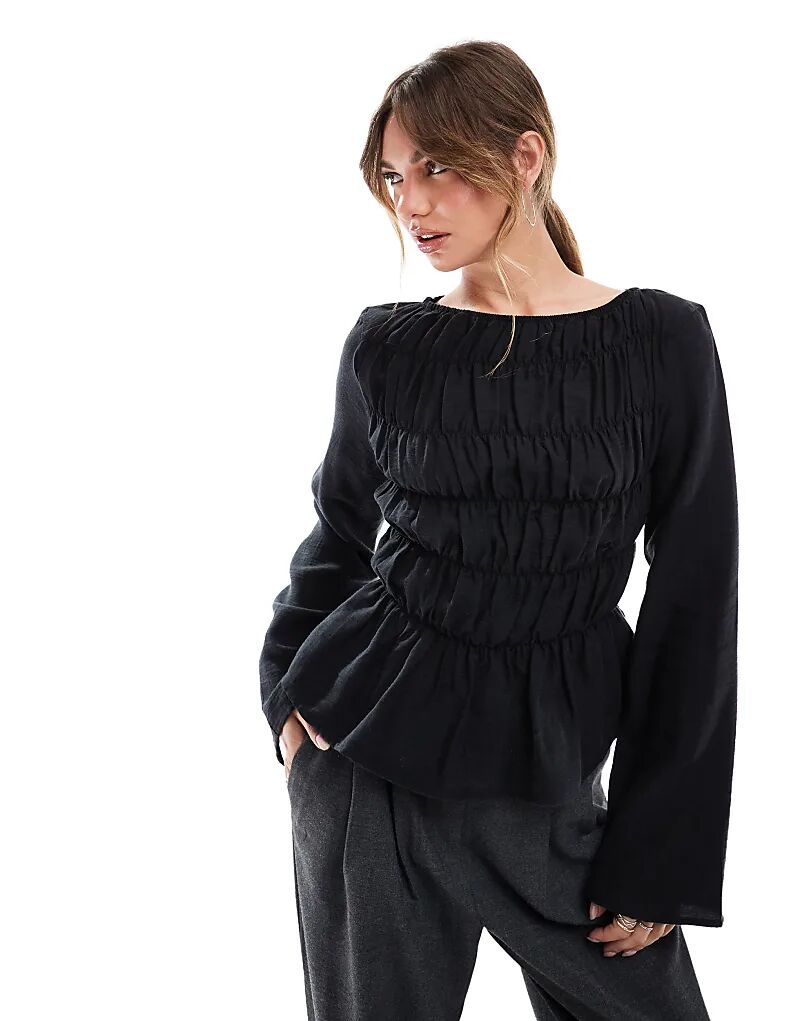 

Блузка из модала с присборкой черного цвета ASOS DESIGN