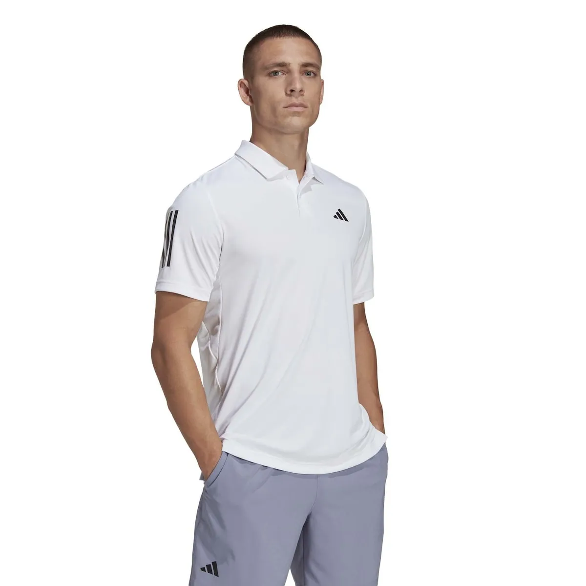 

Мужской клубный теннис 3 полоски Adidas рубашка поло, белый