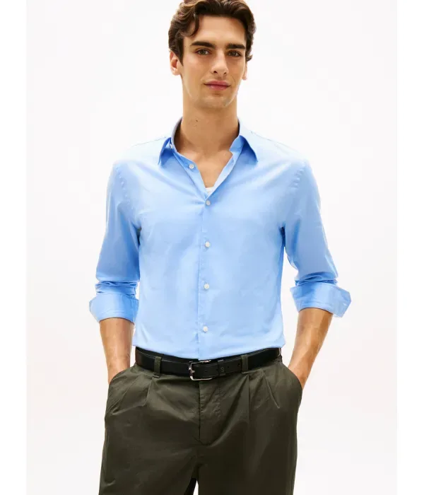 Рубашка с гибким воротником regular fit Tommy Hilfiger, небесно-голубой