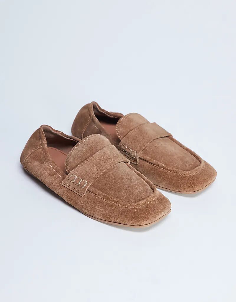 Туфли Topshop Brooks из натуральной замши с присборенной спинкой, светло-коричневого цвета — фото 2