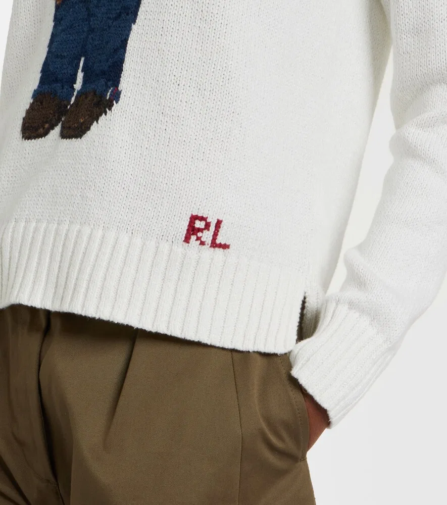 Свитер Polo Bear из льна и хлопка с интарсией Polo Ralph Lauren, синий — фото 4
