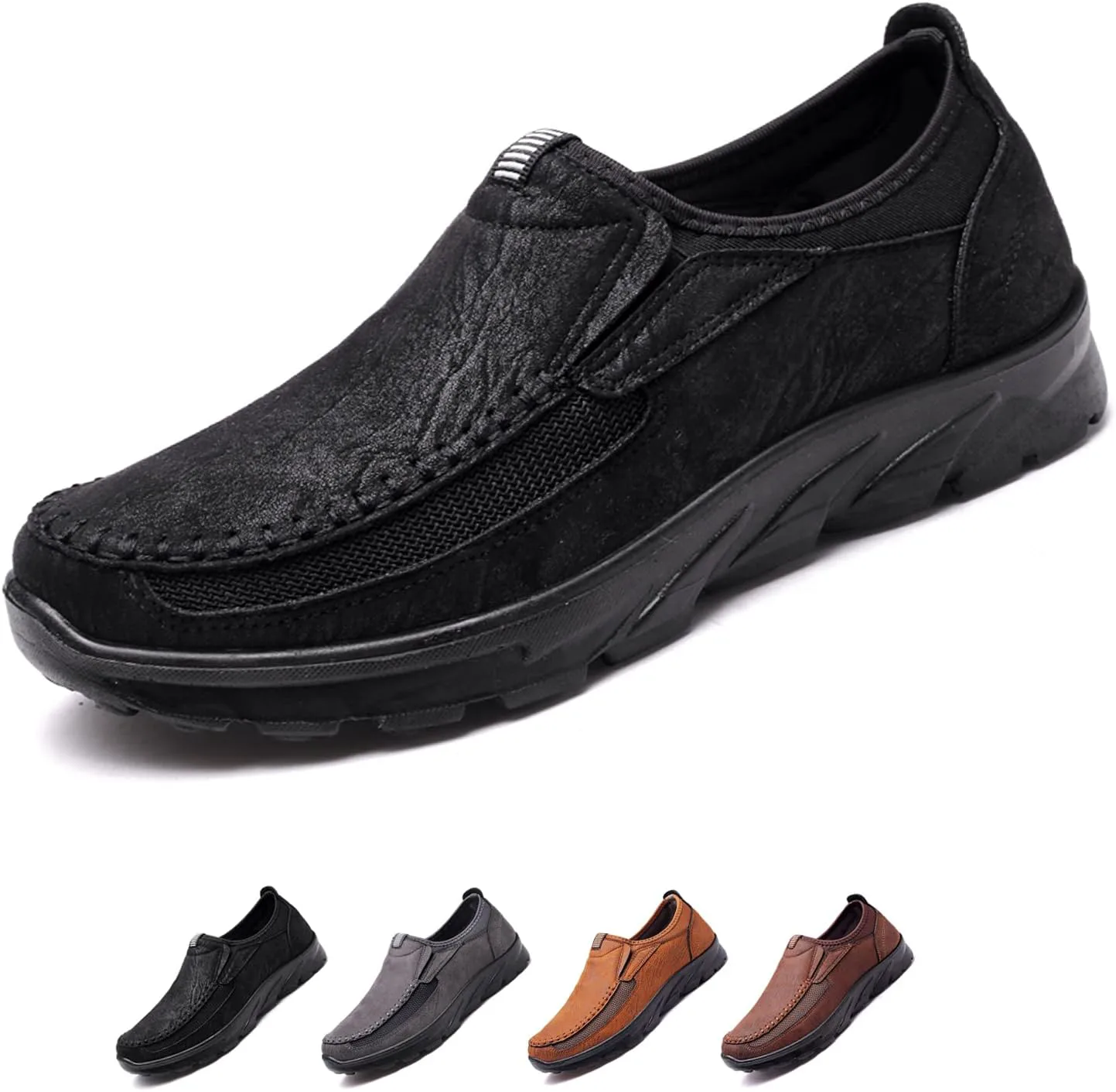 

Мужские слипоны Optigard ортопедические кожаные лоферы, повседневные деловые легкие прогулочные мягкие обувь для вождения, мокасины, ежедневные балетки, кроссовки, черный