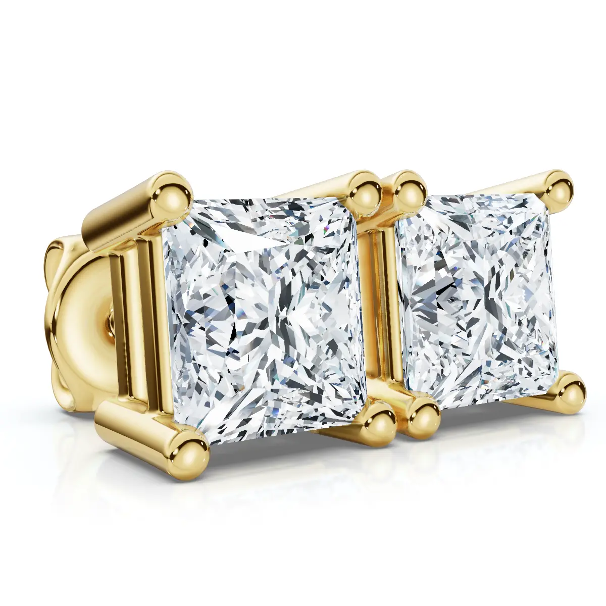 

Серьги-гвоздики с натуральными квадратными бриллиантами принцессной огранки 0,66 карата в оправе «корзина» из 14-каратного золота Pompeii2, желтый