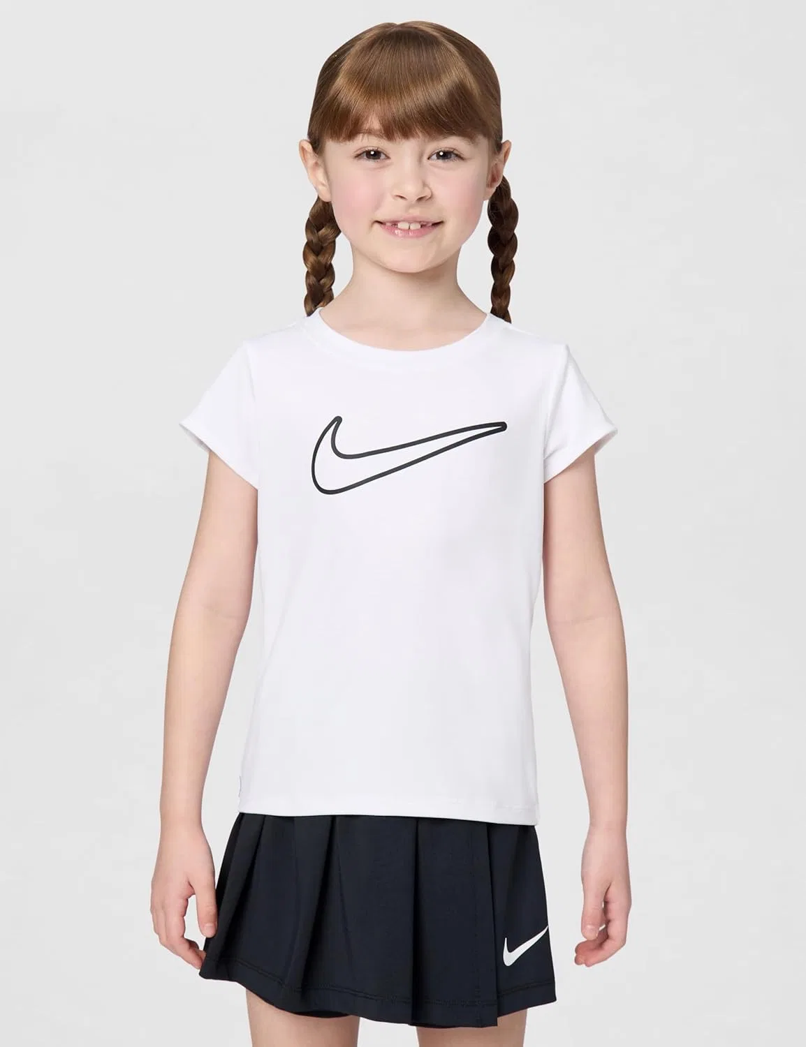 Детский спортивный костюм из топа и юбки-шорт Nike Dri-FIT, Black/White — фото 4