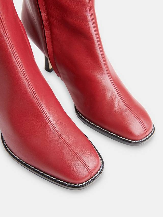 Сапоги со стежком из неттиной кожи Whistles, красный — фото 3